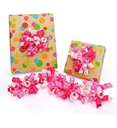 LaRibbons Hot Pink Bows - Curly Ribbon Gift Bows, Self Adhesive for Birthday Party, Baby Shower, ...