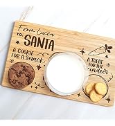 MIA·MIA Custom wooden christmas cookies and milk for Santa tray, personalized treats serving boar...
