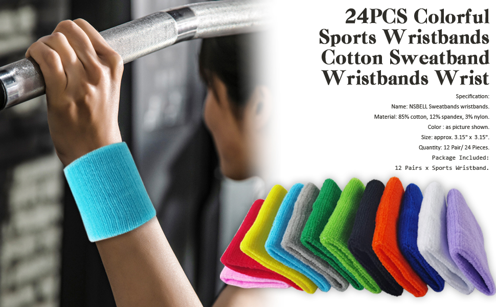 Colorful Sports Wristbands Cotton Sweatband Wristbands Wrist