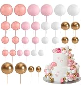ASTARON 32 Pcs Ball Cake Topper Decorations Mini Balloons Cake Topper Sticks Foam Balls Cake Pick...