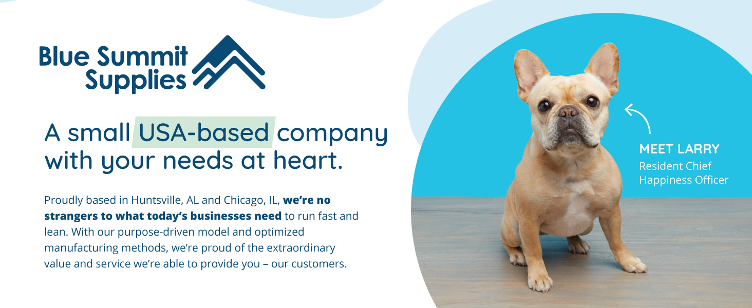 About Blue Summit Supplies and Larry, French Bulldog