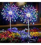 SUDDUS Solar Lights Outdoor 2-Pack 150LED Firework Garden Lights Multicolor