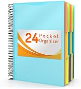 24 Pocket Project Organizer, Forvencer 1/3-cut Tab Binder Organizer w Sticky Labels, Multi Pocket...