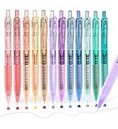 Four Candies 12Pack 0.5mm Quick Dry Retractable Gel Pen Set, Cute Transparent Fine Point Multicol...