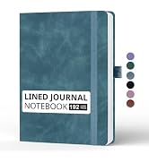 Lined Journal Notebook, A5, 192 Pages 100 GSM Thick Paper, Hardcover Leather College Ruled Journa...