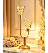 TECHYAP Mid Century Modern Gold Table Lamp Vintage Glass Lamp Dimmable | Nightstand Lamp Desk Lam...