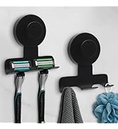Shower Razor Holder 2 Pack,Heavy-Duty 7KG Suction Cup Razor Holder for Shower,Razor Hooks for Sho...