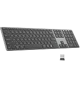 AUSDOM Wireless Bluetooth Keyboard Full Size, Quiet Slim Multi-Device Rechargeable Cordless QWERT...