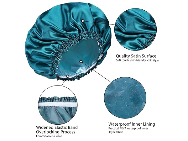 Shower Caps for Women 4PCS Solid Color Bath Caps