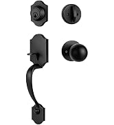 BAMoONE Keyed Front Door Handle Set with Deadbolt and Knob, Matte Black | Reversible zinc alloy e...
