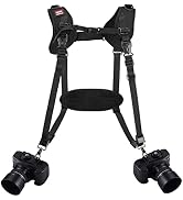 Quick Release Dual Camera Harness With Camera Safety Tether– Double Shoulder Camera Strap for 2 C...