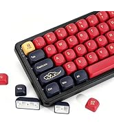 YMKPVR KBDiy Red Samurai Keycaps 60 Percent KOA Profile,Five Sides Dye-Sublimation PBT Retro Cust...