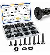 Kernmax 720PCS M4 Countersunk Screws, M4x6/8/10/12/16/18/20/25mm Phillips Flat Head Bolts Nuts & ...