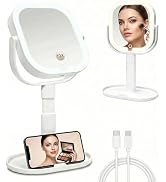Makeup Mirror with Lights, 1X/10X Magnifying Mirror with Light, Rechargeable Lighted Makeup Mirro...