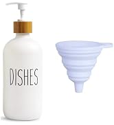 LOOCHICA Dish White Glass Soap Dispenser with Plastic Pump, 16 Oz White Dish Soap Dispenser Set R...