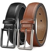 CHAOREN Leather Dress Belt Men 2 Pack - 1 3/8" Mens Belts for Work Business Casual Jeans