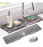 romise 24" Longer Silicone Faucet Mat for Kitchen Sink Splash Guard | 8° Slope Fast Self-Draining...