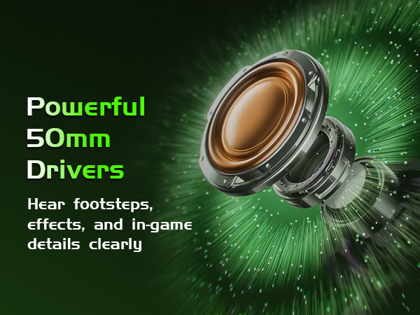 Powerful 50mm audio drivers deliver immersive stereo sound for Xbox games.