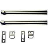 QCAA Solid Brass Surface Bolt, 6", Satin Nickel, 2 Pack, Made in Taiwan