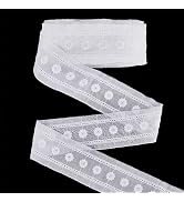 FINGERINSPIRE 15 Yards Eyelet Lace Trim 2.3inches Wide White Contton Lace Ribbon, White Cotton Fl...