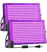 JNGMAIR 200W 2 Pack Black Light IP66 Waterproof with Switch + Plug + 10FT Cord, Outdoor LED Black...