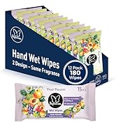 PAPILION Travel-Size Hand Wipes – 12 Pack (180 Wipes Total), Passion Fruit Scent | Gentle Cleansi...