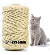 Jute Twine String 6mm x 164FT – Strong Natural Twine for Crafts, Garden Packaging, Cat Posts & DI...