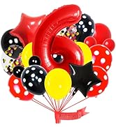 40 Inch 6 Balloon Number Mouse Colorful Red Black Yellow Balloons Latex Confetti Balloons Polka D...