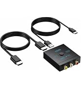 RCA to HDMI Converter with HDMI Cable, 1080P AV to HDMI Converter 4:3/16:9 Plug & Play Mini Compo...