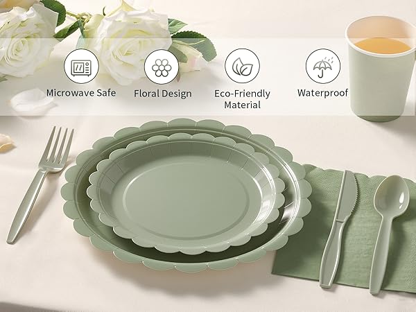 green paper plates