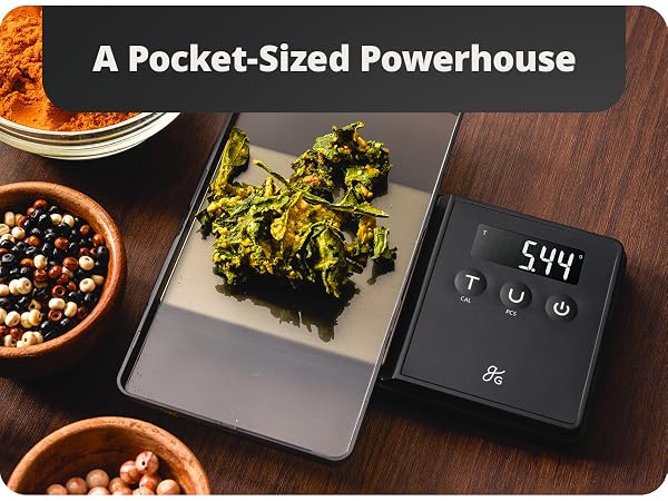 compact digital pocket scale measuring herbs and spices ideal for precise kitchen or herbal weighing