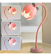 Flower Table Lamp,LED Bedside Reading Lamps Vintage Floral Night Light,3 Color Temperature Infini...