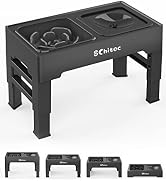 Elevated Dog Bowls, Raised Dog Bowl Stand with Slow Feeder & No Spill Water Bowl, 4 Adjustable He...