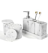 YMXYJM Bathroom Accessories Set, 6 Piece Bathroom Set with Toothbrush Holders, Soap Dispenser, Va...