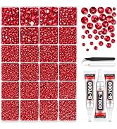 BlissVeritura 32000Pcs Red Jelly Rhinestones for Bedazzling Kit,Mix Sizes Red Resin Flatback Gems...