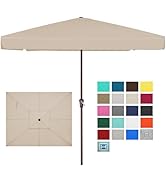 JEAREY 8x10 ft Rectangular Patio Umbrellas Outdoor Table Market Umbrella w/Crank, 8 Sturdy Ribs, ...