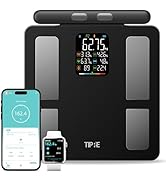 TIPRE Smart Scale for Body Weight 8-Electrode Digital Weight Scale for Body Fat Bathroom Scale wi...