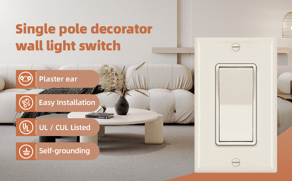 Single pole decorator wall ligth switch