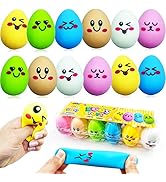 Exun Easter Eggs Basket Stuffers, Squishy Toy, 12 Pack Stress Relief Sensory Toys for Kids Boys G...