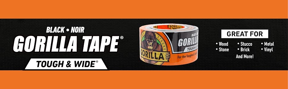 Gorilla Tape Tough & Wide black Great for wood stone stucco brick metal vinyl and more