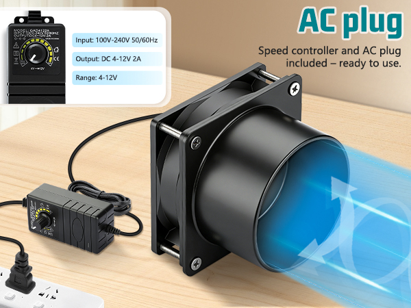 ac vent booster duct inline speed control ac plug 110v 120v fresh air ventilation system 3inch fan