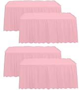4 Pack Table Skirt 29 in x 14 ft Tablecloth Disposable Table Cover Reusable Stain Proof Plastic T...