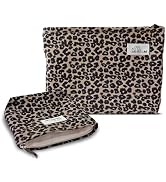 HAPPYHEIDI Makeup Bag Set 2, Travel Cosmetic Organizer, Brown Leopard Print, Cotton Blend Twill, ...
