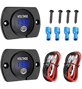SUMKLIN 2PCS Blue Light Battery Voltage Gauge DC 12V 24V Digital Display Voltage Meter Waterproof...