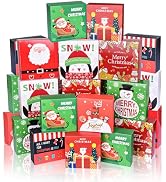 WLUSEAXI 24Pack Small Christmas Gift Boxes,8 Designs Foldable Christmas Cookie Boxes,Colorful chr...