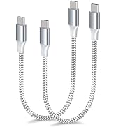 1.5ft C to C Cable, 2 Pack Short Type C High-Speed 60W USB C Cable Nylon Braided Charger Cord Com...