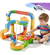 ALASOU 88 PCS Electric Infinity Racer 3D Train Set for Kids Ages 4-8, Gravity-Defying Flexible Ra...