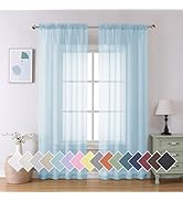 Aiyufeng 2 Pack: Basic Sky Blue Sheer Curtain Drapes 84 Inch Length 2 Panels for Living Room, Lig...