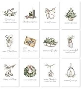 hvdler 24 Pack Modern Rustic Christmas Cards with Envelopes, Boxed 12 Minimal Designs Holiday Car...