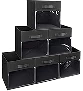 DIMJ Cube Bins, 6 Packs Fabric Storage Cubes with Clear Window, Storage Bins with Handles, Storag...